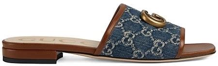 gucci flat fringe sandals|Gucci jolie denim flats sandals.